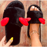Pantuflas cálidas de alce navideño de peluche